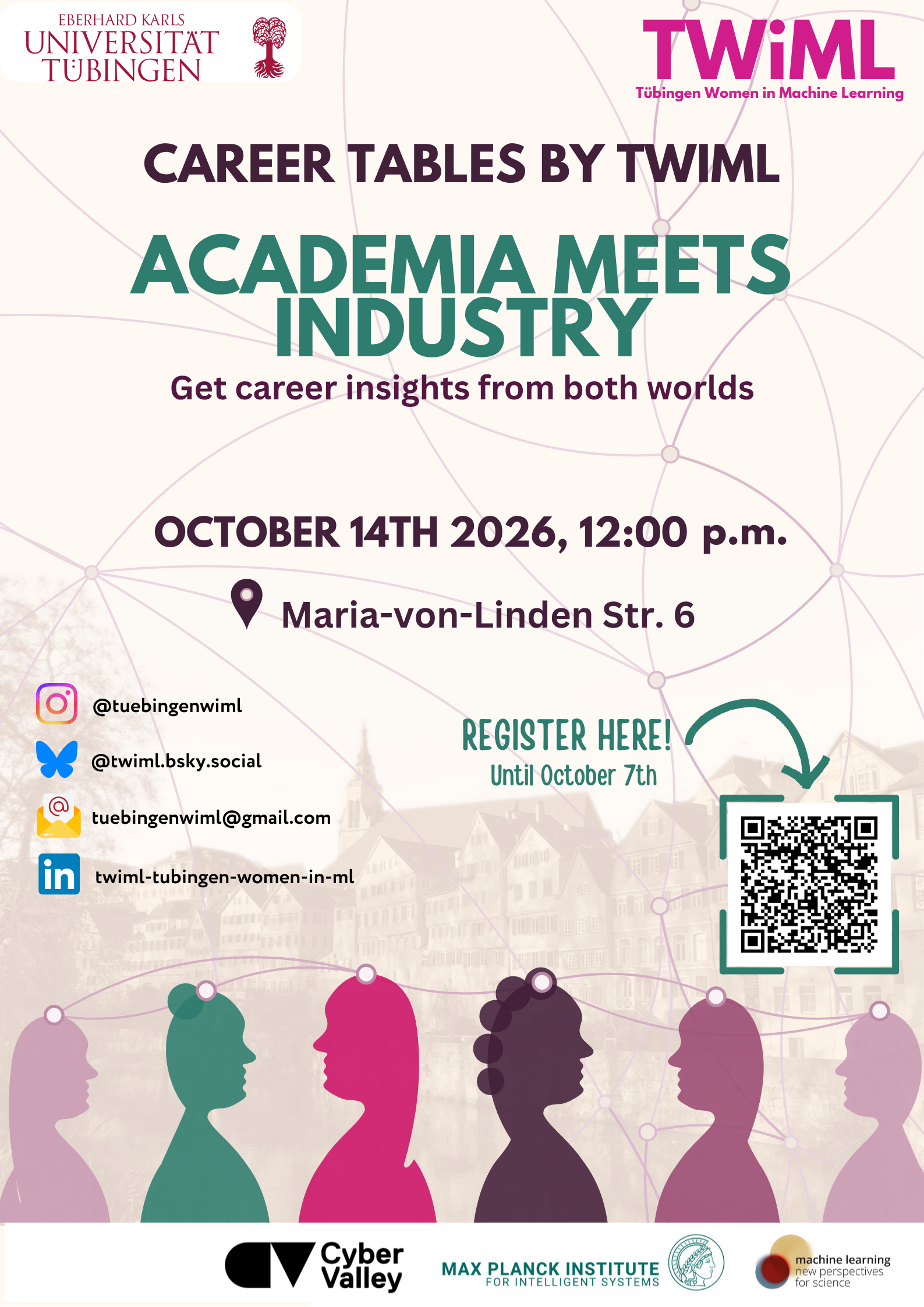 Women in ML Career Tables event poster